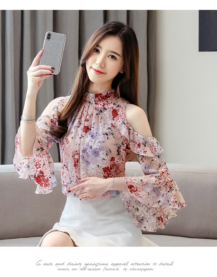 Ruffles Floral Chiffon Blouse