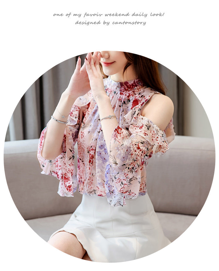 Ruffles Floral Chiffon Blouse