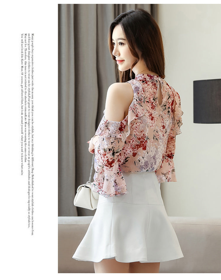 Ruffles Floral Chiffon Blouse