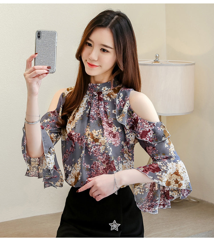 Ruffles Floral Chiffon Blouse