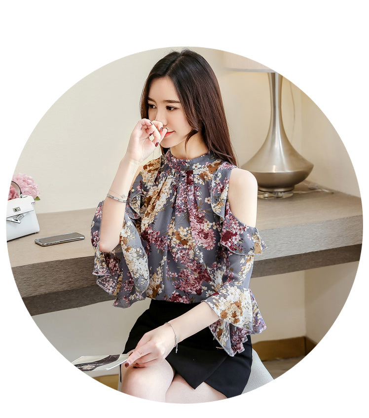 Ruffles Floral Chiffon Blouse