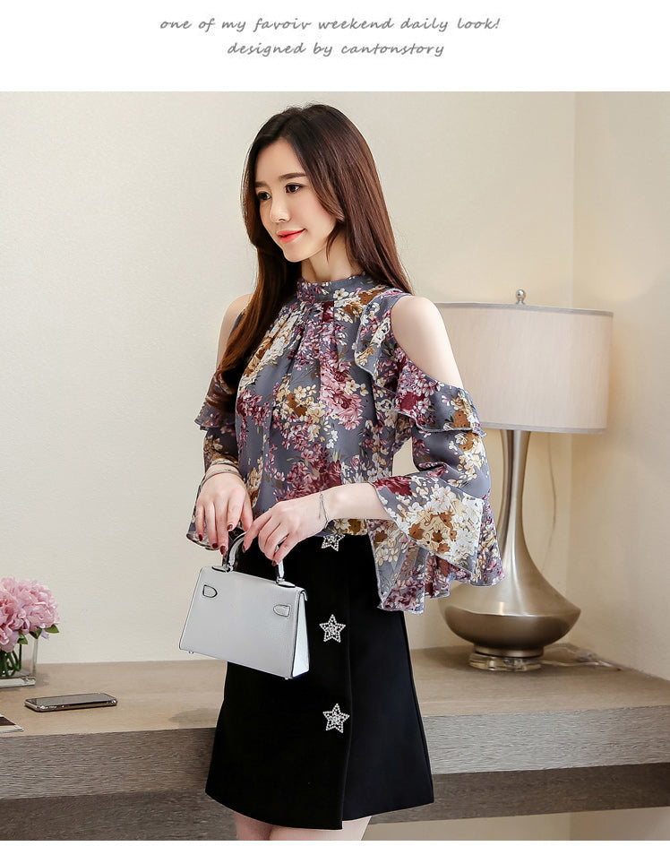 Ruffles Floral Chiffon Blouse