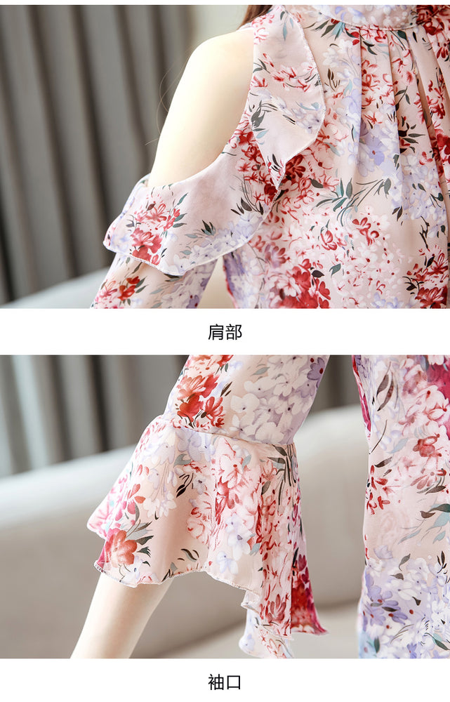 Ruffles Floral Chiffon Blouse