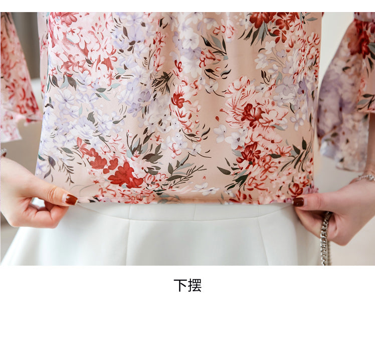 Ruffles Floral Chiffon Blouse