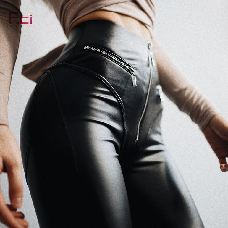 High Waist Push Up Faux Leather Pants