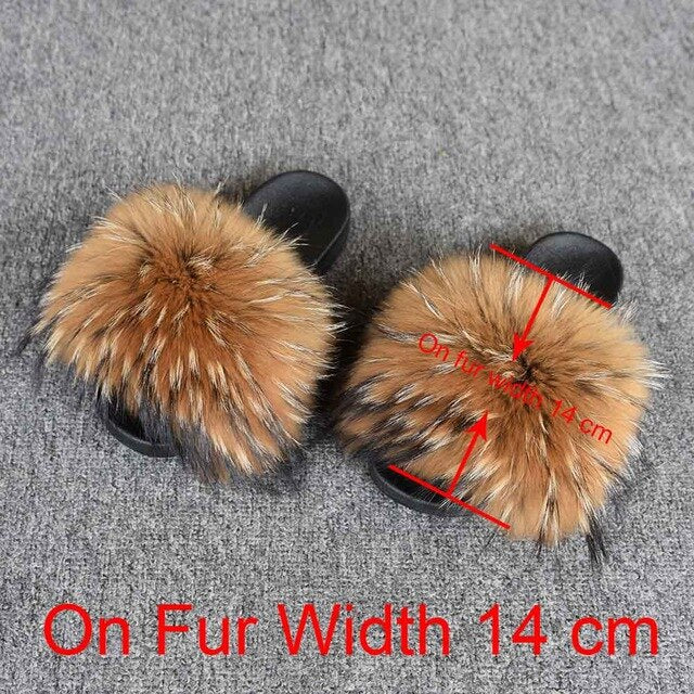 Real Raccoon Fur Slippers