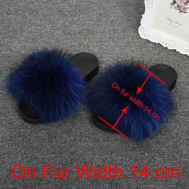 Real Raccoon Fur Slippers