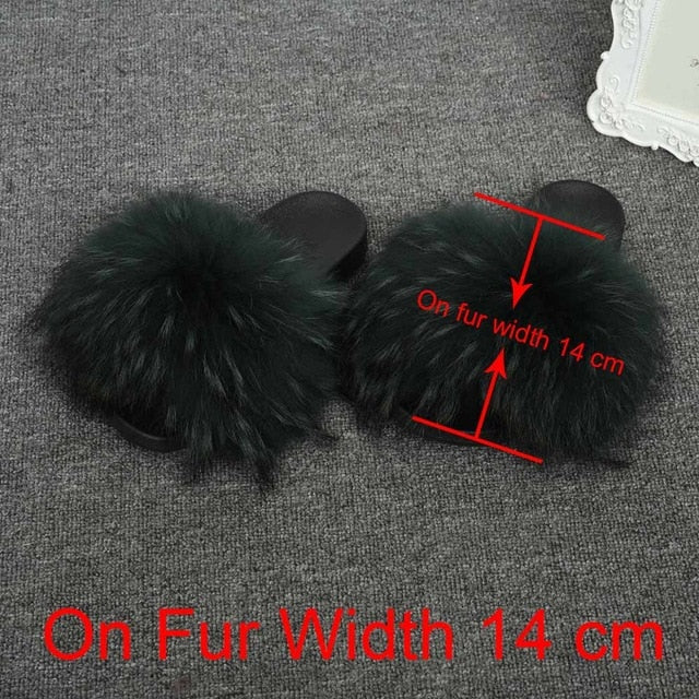 Real Raccoon Fur Slippers