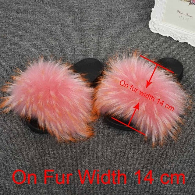 Real Raccoon Fur Slippers