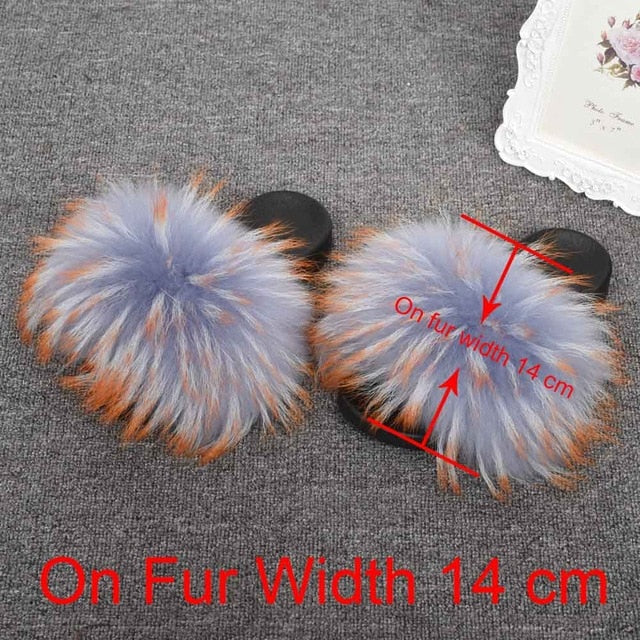 Real Raccoon Fur Slippers