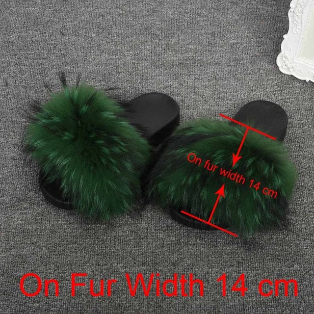 Real Raccoon Fur Slippers