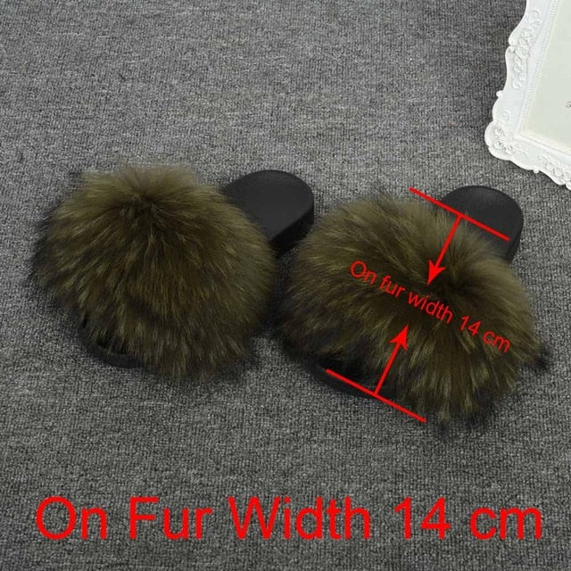 Real Raccoon Fur Slippers