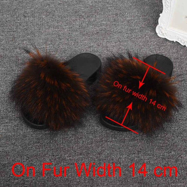 Real Raccoon Fur Slippers