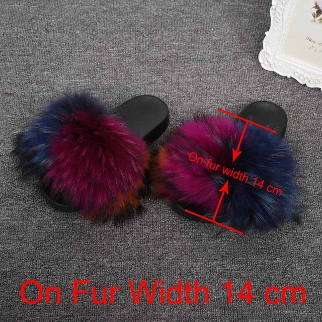 Real Raccoon Fur Slippers