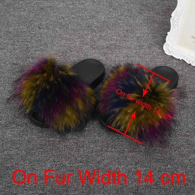 Real Raccoon Fur Slippers