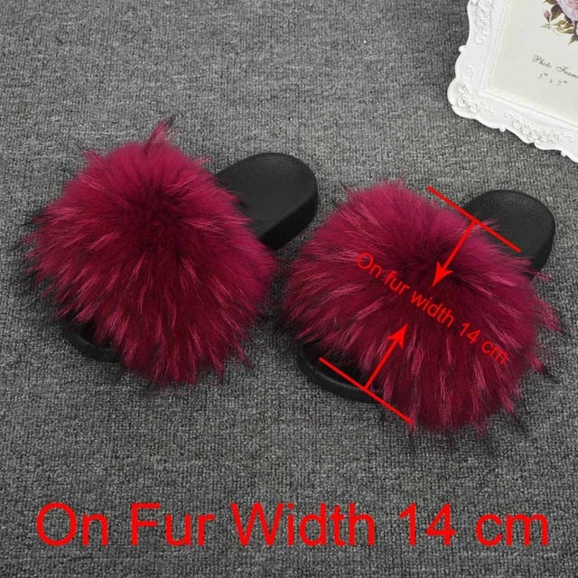 Real Raccoon Fur Slippers