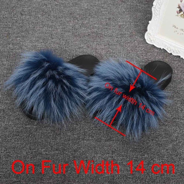 Real Raccoon Fur Slippers