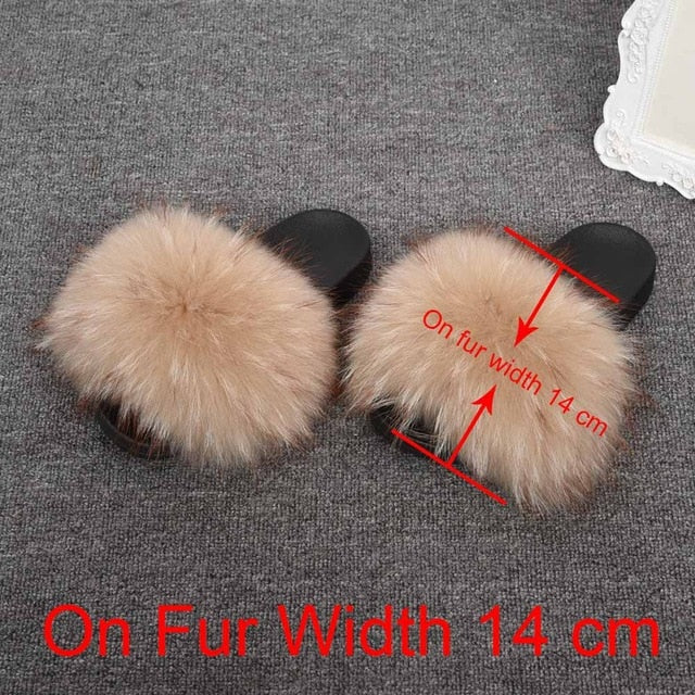 Real Raccoon Fur Slippers