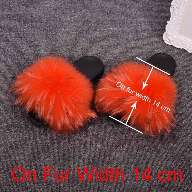 Real Raccoon Fur Slippers