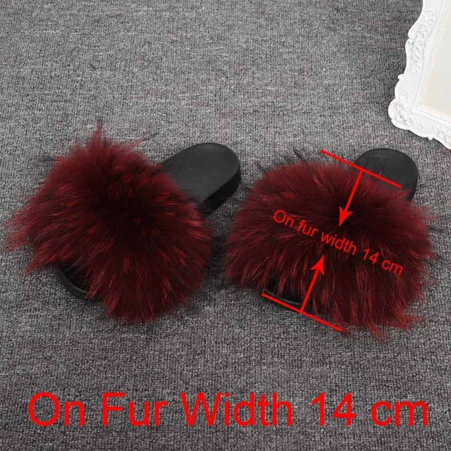 Real Raccoon Fur Slippers