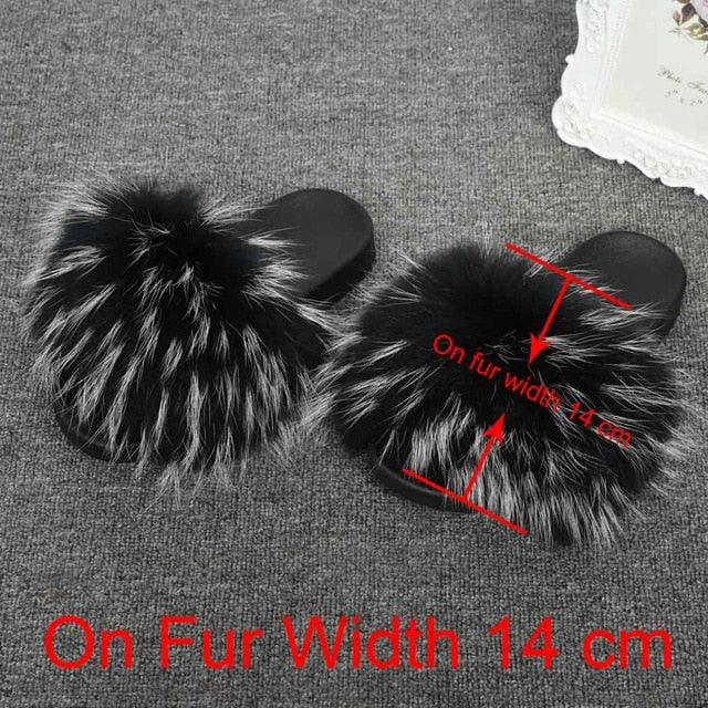 Real Raccoon Fur Slippers