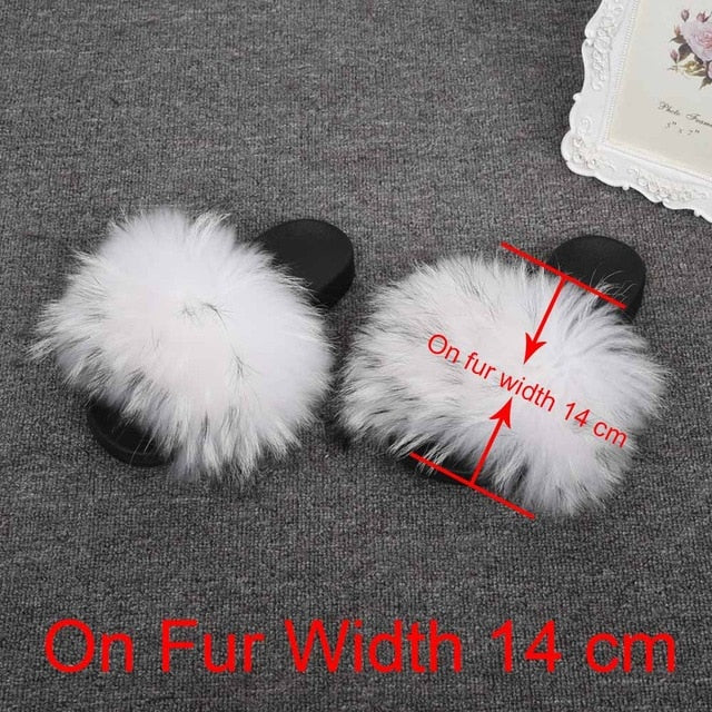 Real Raccoon Fur Slippers