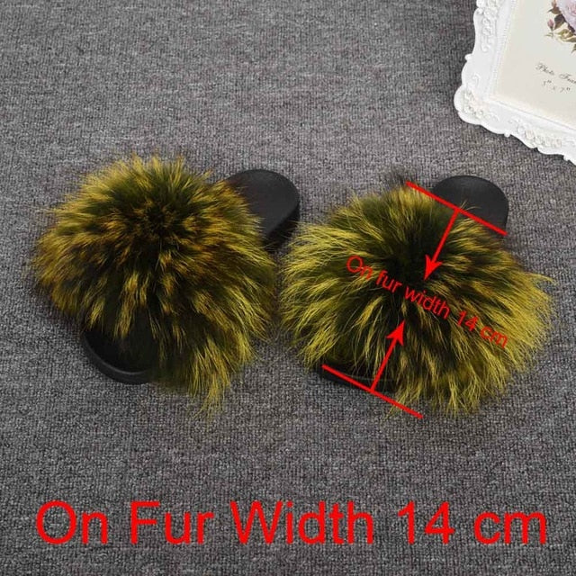 Real Raccoon Fur Slippers