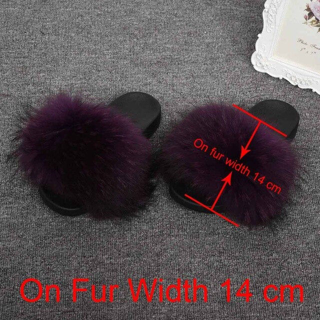 Real Raccoon Fur Slippers